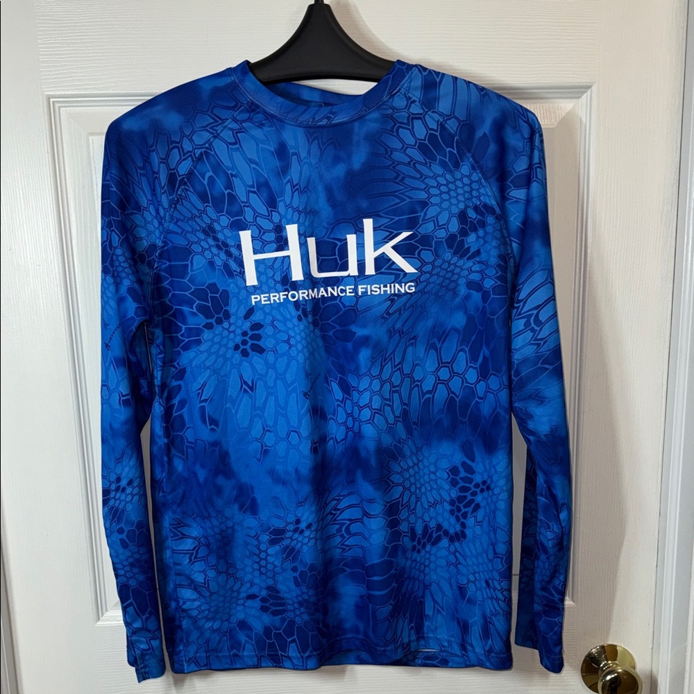 Huk Men's Long Sleeve Blue Fishing Tee